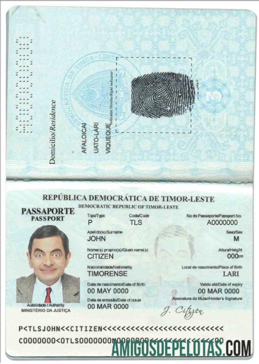 Passaporte de Timor-Leste amostra